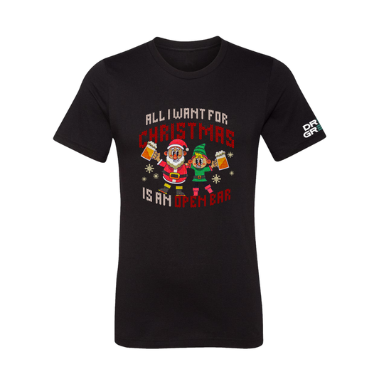 All I Want For Christmas is an Open Bar Santa and Elf T-Shirt